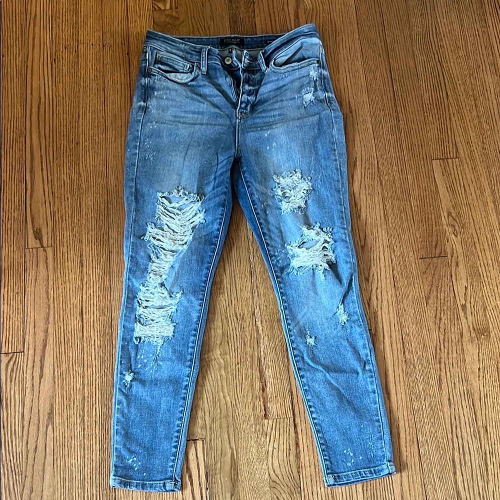 Judy Blue Skinny Distressed Blue Jeans